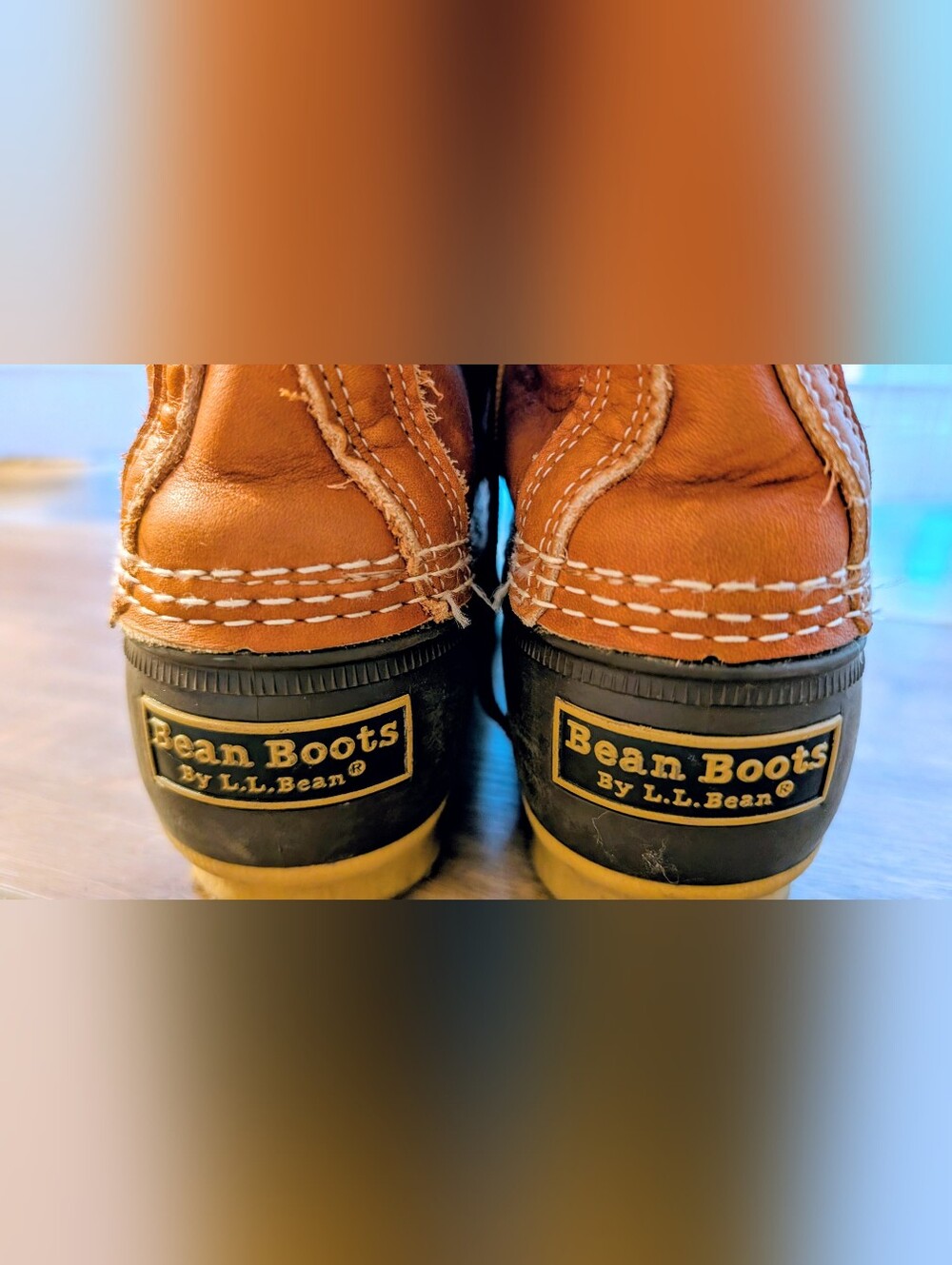 Women's LL Bean Brown Leather Duck Boots - Sz 7, Runs Large - Picture 4 of 6